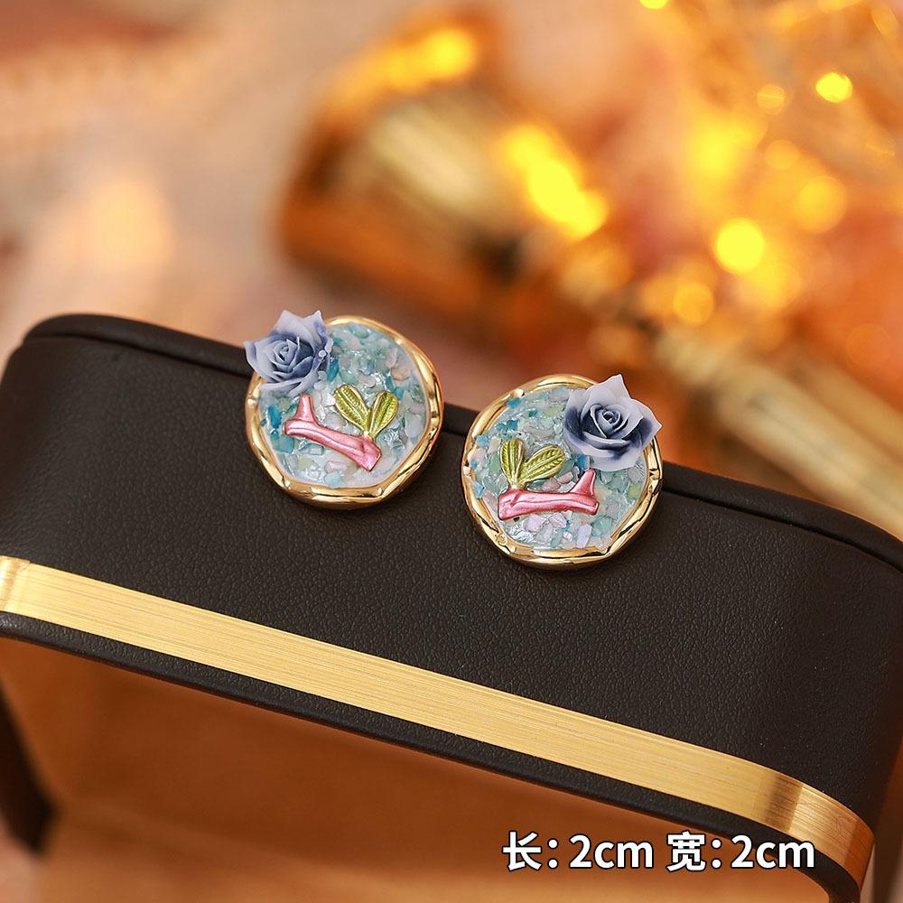 Ainibenni Original Design Enamel Painted Earrings for Women, Monet Garden Oil Painting Style Stud Earrings