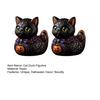 Halloween Duck Figurine Midnight Witches Cat Figurine, Spooky Black Statue Indoor Tabletop Display with Pumpkin Lantern, Decoration for Home