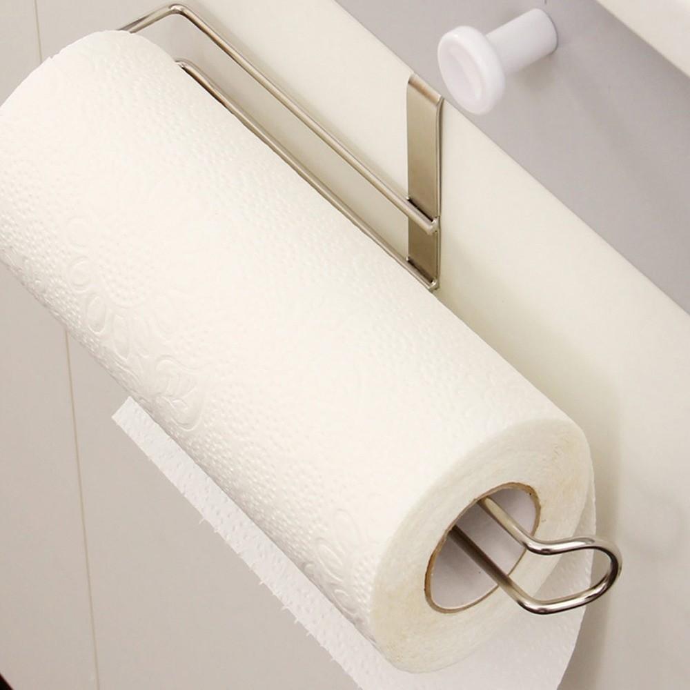 Metal Toilet Roll Holder Punch Free Cabinet Hanger Quality Kitchen Paper Towel Rack  Kitchen