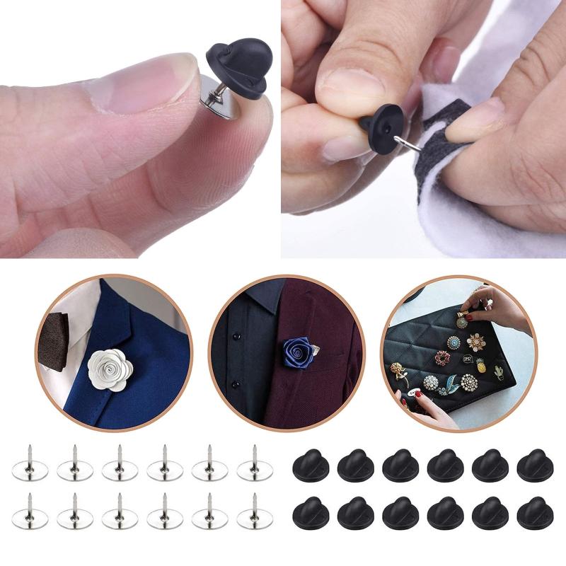 Set of 50 PVC Rubber Pin Backs Pin Backings Tie Tacks Blank Pins with Rubber Pin Backings Pin Backs for Women Girl Teen