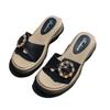 Fashion 2025 Summer Women’s Open Toe Slippers Fashion Rhinestones Buckle Round Toe Platform Concise Sandals for Daily Casual Slippers