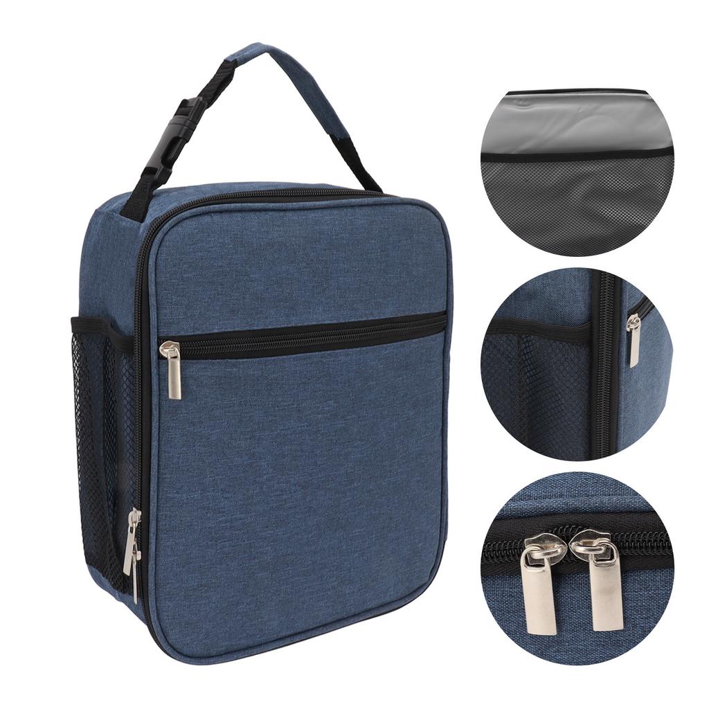 Insulated Lunch Bag 6L Oxford Fabric Leakproof Lining Portable Handle Zippered Lunch Bag for
