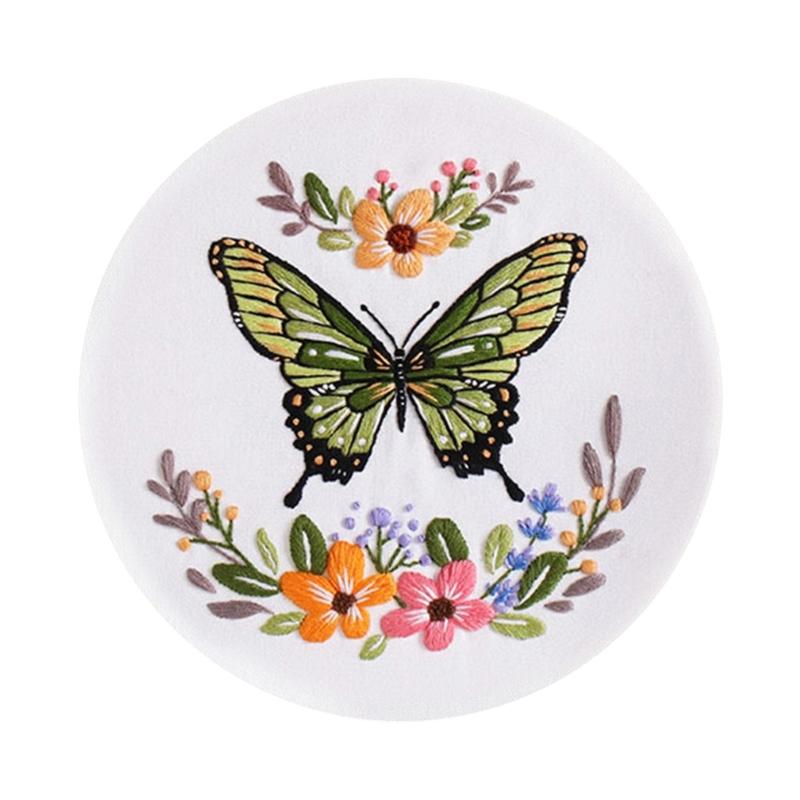 Handmade Embroidery Kits Butterfly Floral Embroidery Set with Thread Embroidery Starter Kits Embroidery Set