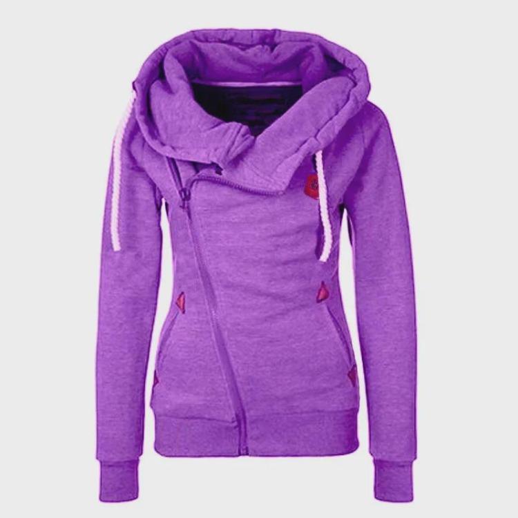 Womens Sports Jacket with Side Zipper Hooded Cardigan