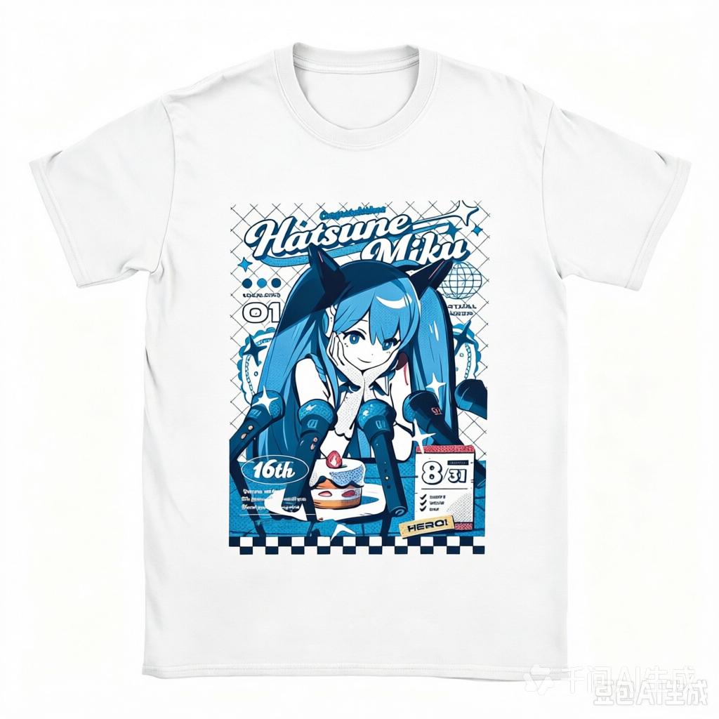 2026 New Japanese Hatsune Miku Anime Printed Cotton Retro Distressed Short‑Sleeved T‑Shirt Vintage For Adults And Kids