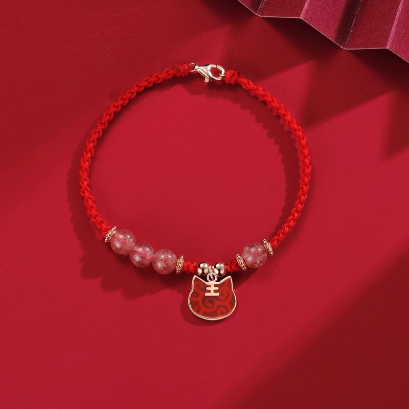 S925 Sterling Silver Women s Zodiac Year of the Tiger Red String Bracelet - Auspicious Spring Festival Woven Hand String Accessory. S925 Silver
