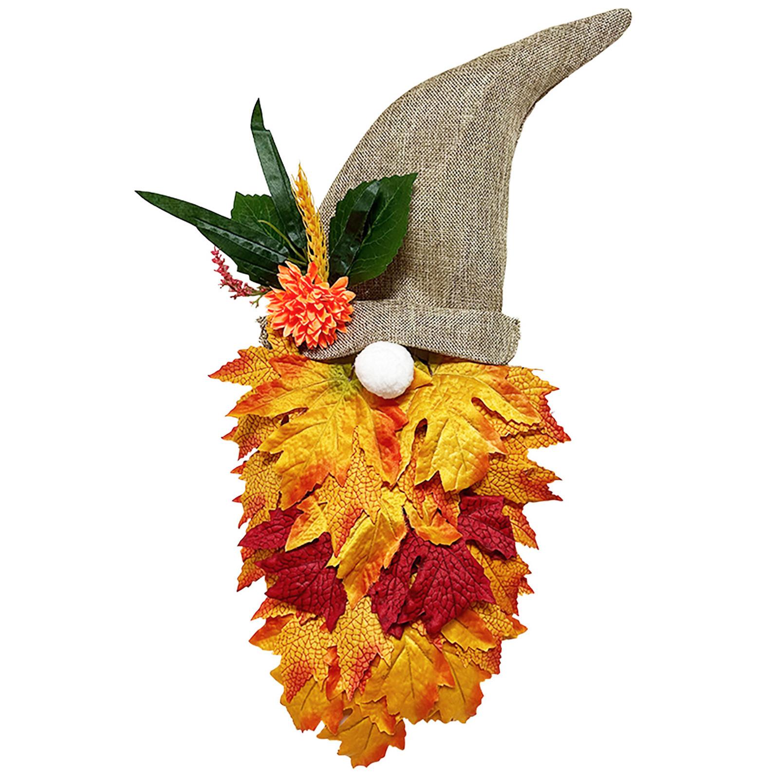 

Fall Wreaths For Front Door Gnome Leaf Wreath Thanksgiving Decoration Outside Festival Seasonal Indoor Outdoor Party Wall Hanging Decorations One Size