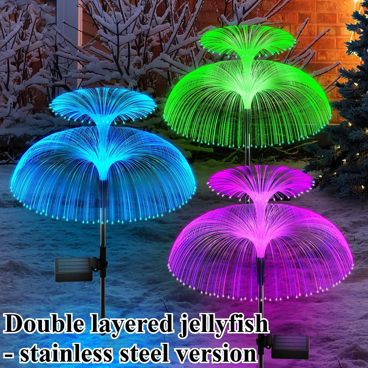 

Солнечные светодиодные фонари-медузы для улицы, сада, солнечная светодиодная газонная лампа с 7 меняющимися цветами, водонепроницаемый декор для двора, дорожки, солнечный фонарь в виде цветов Double-stainless steel