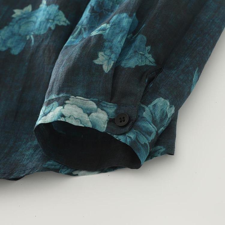 Autumn New Floral Print Cotton Long Sleeve Blouse Casual Loose Plus Size Women Tops Tees Shirts