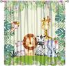 Tende con Animali Cartoni Animati Bambini Fauna Selvatica Fiori Tropicali Foglie di Palma Tende per Finestre per Bambini Bambine Stanza dei Bambini Aula