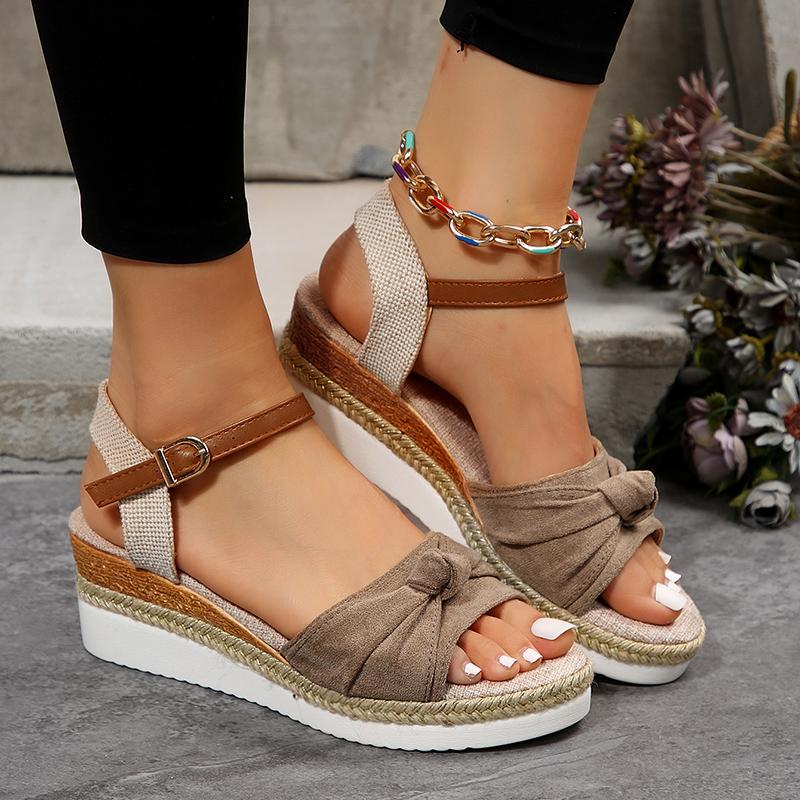Damenmode Plateausandalen 2024 Sommer Peep Toe Wedges Gladiator Sandalen Frau Rutschfeste Strandschuhe mit dicken Sohlen Übergröße 43