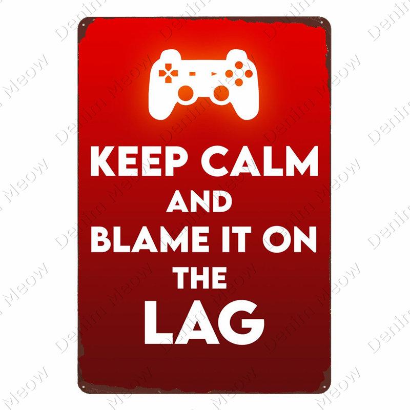 Avertisment Angry Gamer Vintage Tin Sign Gaming Repeat Poster Club Home Decor Dormitor Eat Sleep Game Autocolante amuzante de perete Placă N379
