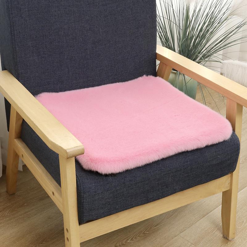 Thick Faux Rabbit Fur Seat Cushion for Office/Car - Perfect for Autumn & Winter