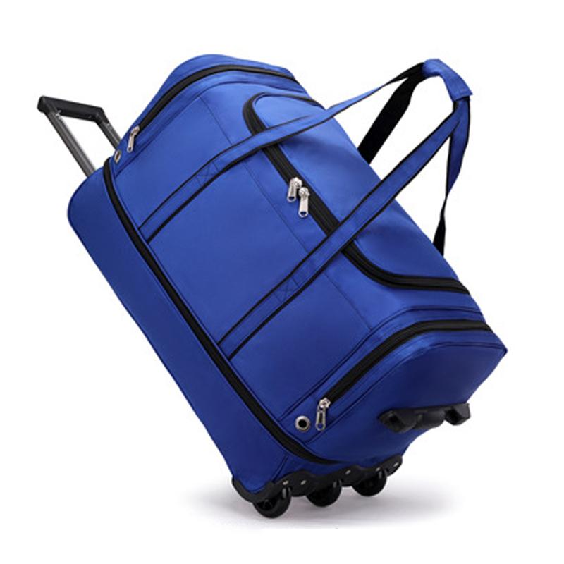 New Foldable Large-capacity Pull Rod Expansion Handbag Oxford Pull Rod Bag Multi-layer Storage Travel Bag Unisex Moving Bag