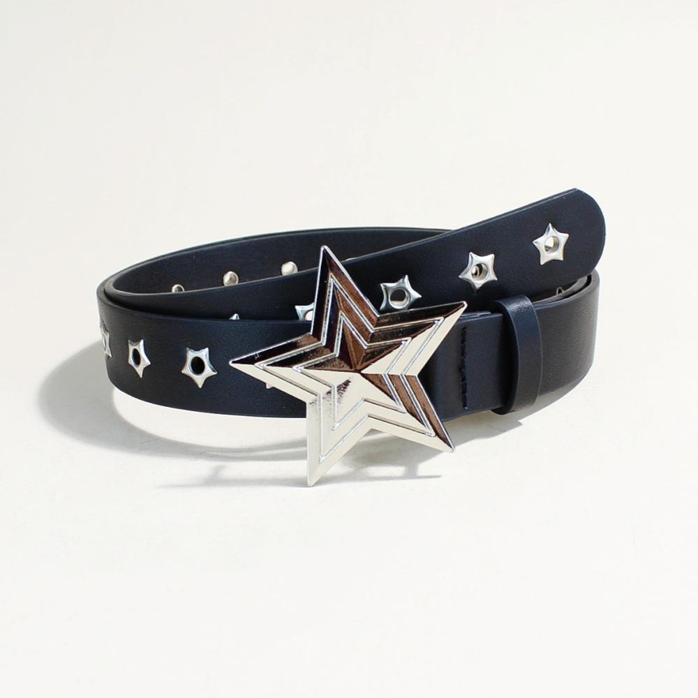 

Пояс для ремня с декоративной пряжкой в виде ивового гвоздя в стиле панк с полой звездой 105Cm long