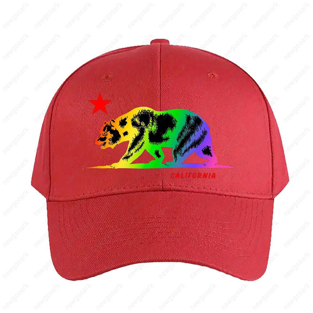 California Republic Bear NCR Cali Gay Pride Rainbow Gradient Flag Cap Women Unisex Adult Casual Printed Baseball Caps Adjustable
