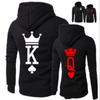 Playing Card Couples QUEEN KING Print Hooded Long Sleeve Couple Sweatshirt