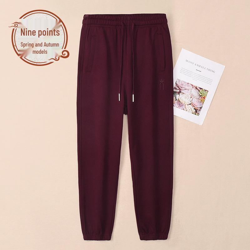 Women's Grey Cotton Fleece Sweatpants, 2025 Spring/Autumn Casual Style