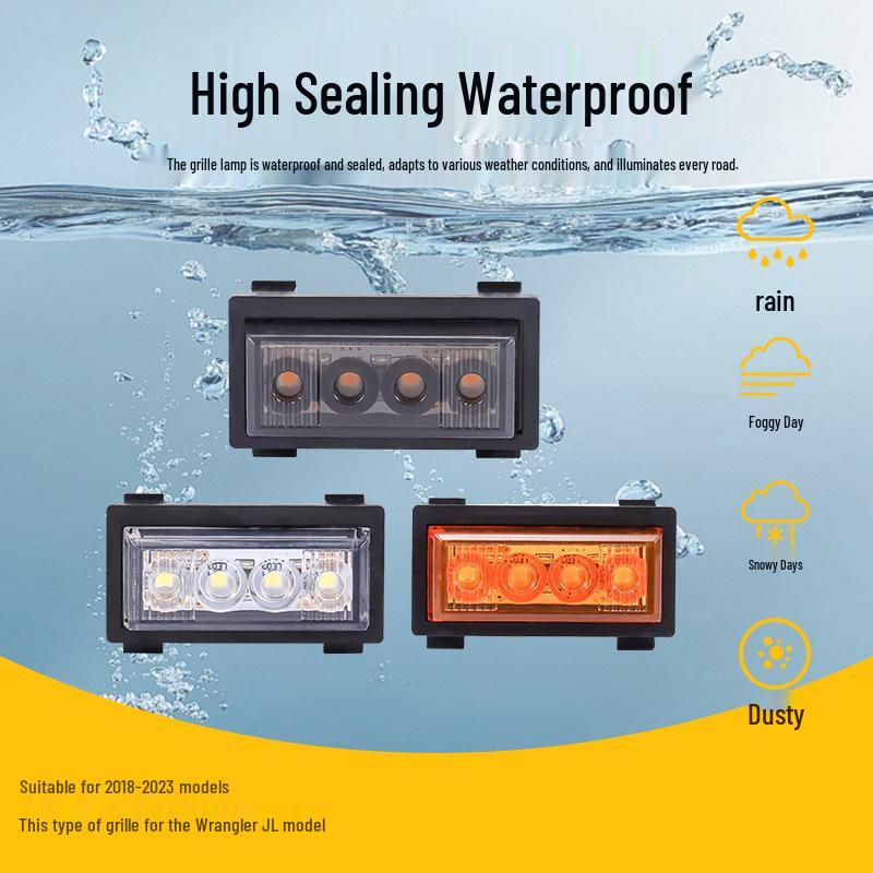 RGB Daytime Running Yellow Grille Light for Jeep Wrangler JL 2018-2023 (App-Compatible)
