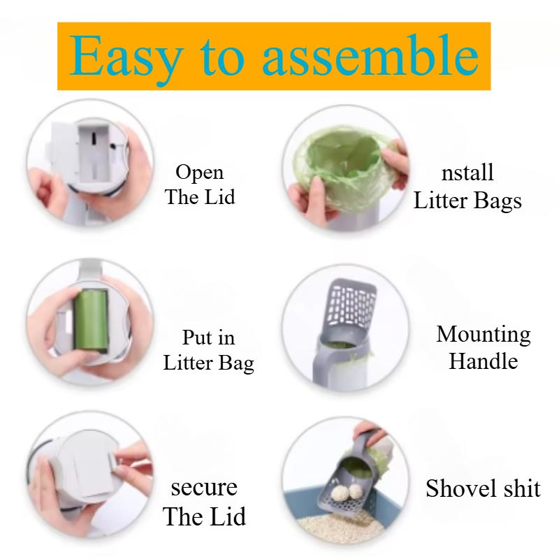 Cat Litter Scoop Self-cleaning Cat Litter Box Shovel Kitty Toilet Clean Tool for Litter Tray Sandboxes Shovel Sand Bottom Hidden Design Cats Supplies