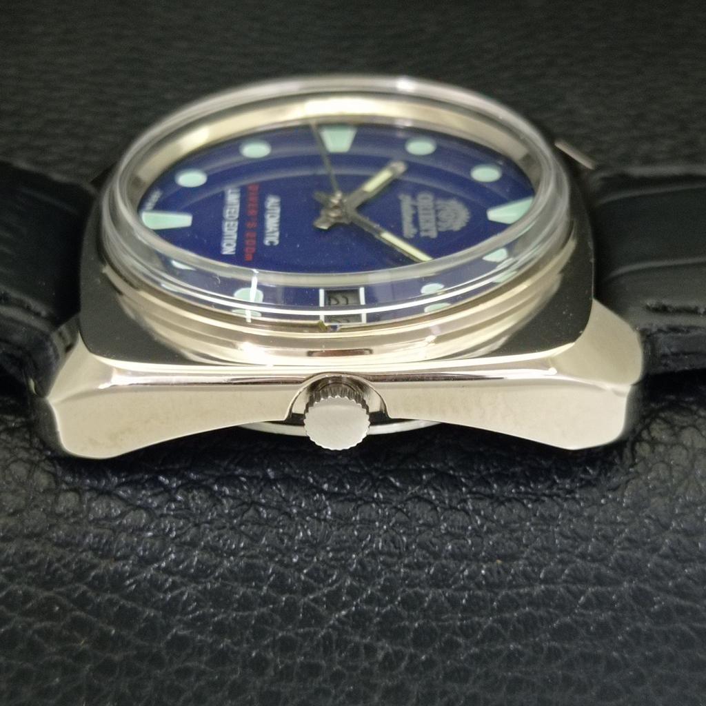 USED JAPAN VINTAGE ORIENT AUTOMATIC 46941 MENS BLUE COLOR DIAL WATCH A702233-5 R123-a702233