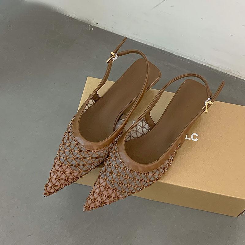 

Мода Мода Острый Носок Элегантные Женские Босоножки Туфли Низкий Каблук Весна Лето Сетка Дышащие Женские Босоножки Туфли Женские Туфли-Лодочки 35 коричневый