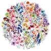 50PCS Waterproof Ink Flower Sticker Pack PET Flower Booklet Flower Material Decorative Transparent Non Repetitive