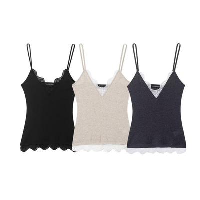 Summer V-Neck Lace Slim-Fit Top for Women - Wear Outside or As Inner Layer