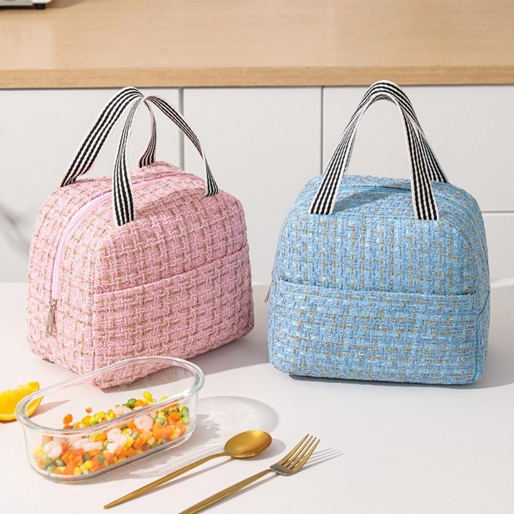 2PCS/SET Small Fresh Style Lunch Bag Fashion Tote Lunchbox Durable Thermal Insulation Bag Students
