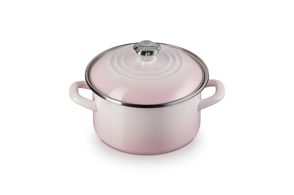 Le Creuset EOS Casserole 18cm Shell Pink Enamel Pot (Gas and Induction Compatible) [Official Japanese Retailer]