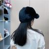 Real rabbit fur hat cat ear round top for shopping thick genuine rabbit fur warm women winter and autumn baseball cap