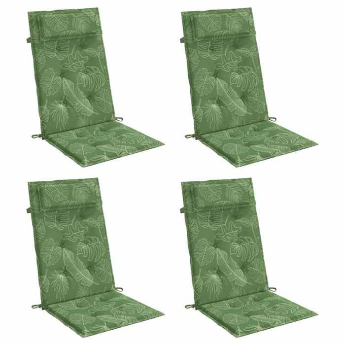 VidaXL High Back Chair Cushions Set of 4 Leaf Pattern, Cushion, Chair Cushion, Seat Cushion 361932