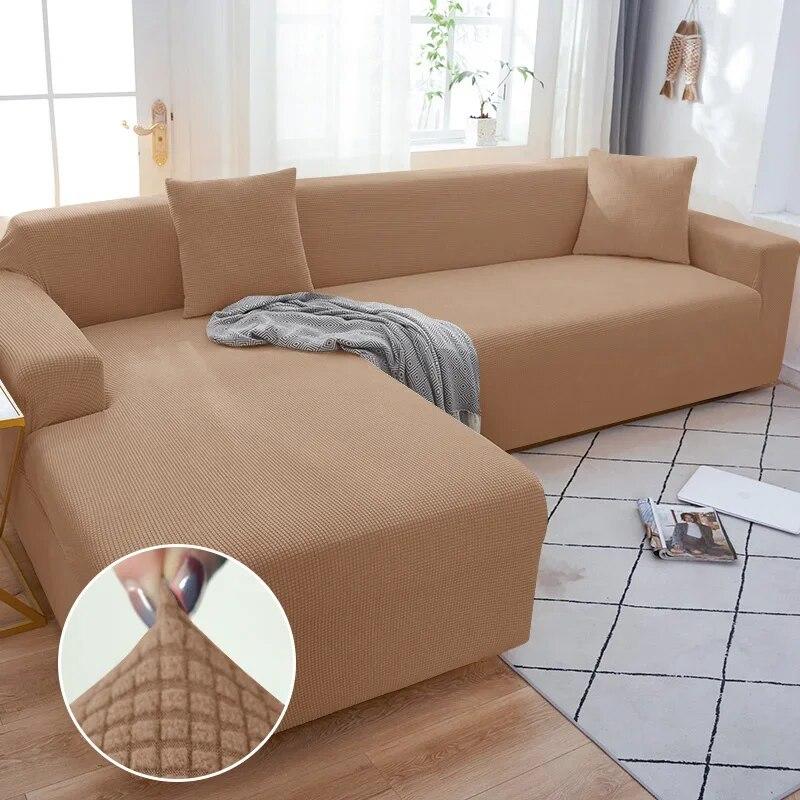 Solid Color Sofa Cover 1/2/3/4 Seater Sofa Cover for Living Room Elastic Spandex L Shaped Corner Sofa Cover Couch Cover for Sofa
