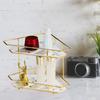 Double-Layer Storage Rack Jewelry Basket Decoration with Ceramic Panel Sundries Display Stand