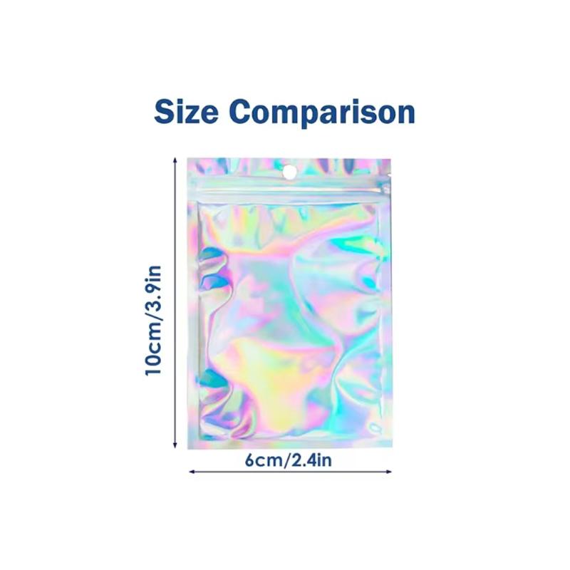 

100 шт. голографические многоразовые майларовые пакеты с застежкой-молнией, конфеты, сахар, футболка, ювелирные изделия, косметическая сумка для хранения