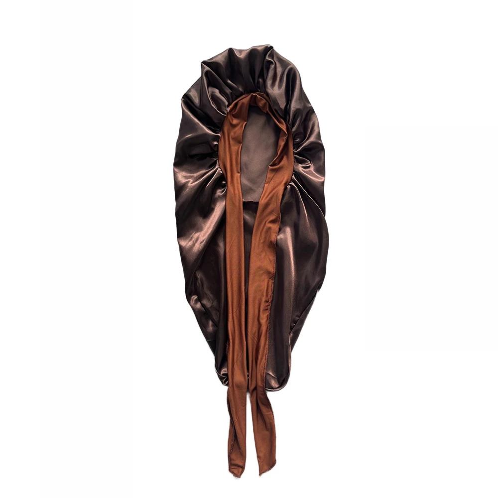 Long Bonnet+Elastic Satin Hair Band Set Long Silky Bonnet For Sleeping With Wide Elastic Band Headwrap