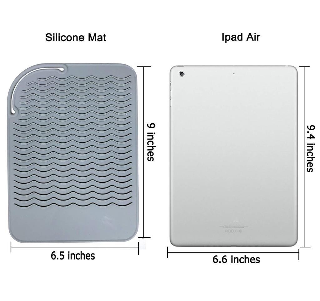 Ondulator, placa de indreptat parul, fier plat, covoraș rezistent la căldură pentru instrumente de coafat 22,8 cm x 16,5 cm, silicon alimentar, gri