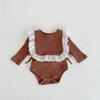 2024 Autumn Baby Girls' Pure Color Romper & Windproof Vest Set, One-Piece Triangle Climbing Suit