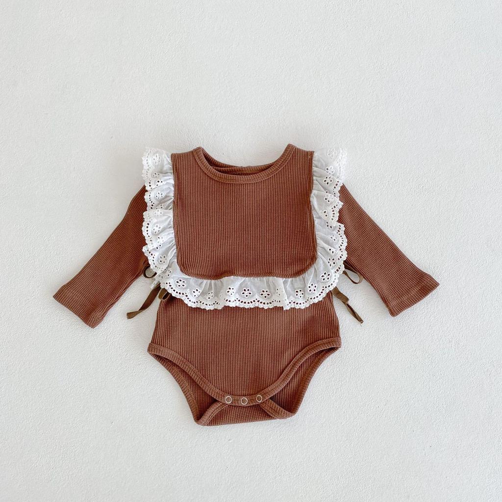 2024 Autumn Baby Girls' Pure Color Romper & Windproof Vest Set, One-Piece Triangle Climbing Suit