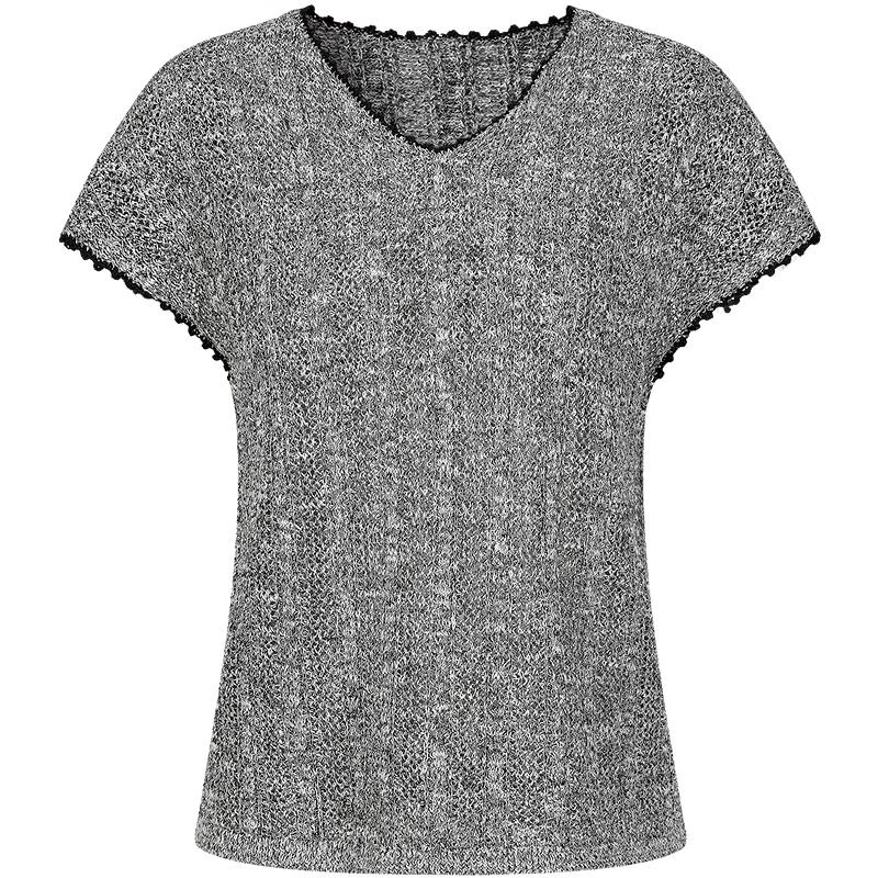 Women s Colorblock V-Neck Knit Short Sleeve Top S