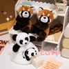 Hochlandkuh Roter Panda Plüschrucksäcke Niedliche Panda-Plüschtiere Kawaii Klatschring Armband Halloween Geburtstagsgeschenke