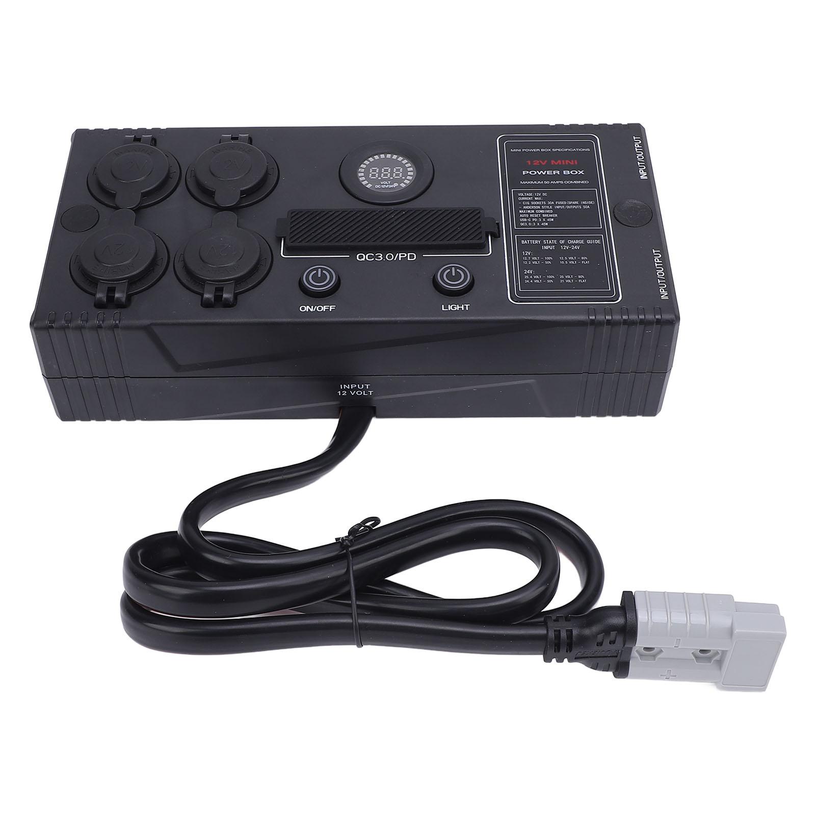 

12V Mini Power Box Portable Control Hub for Anderson Plug QC 3.0 Port LED Light Power Hub Distribution Box