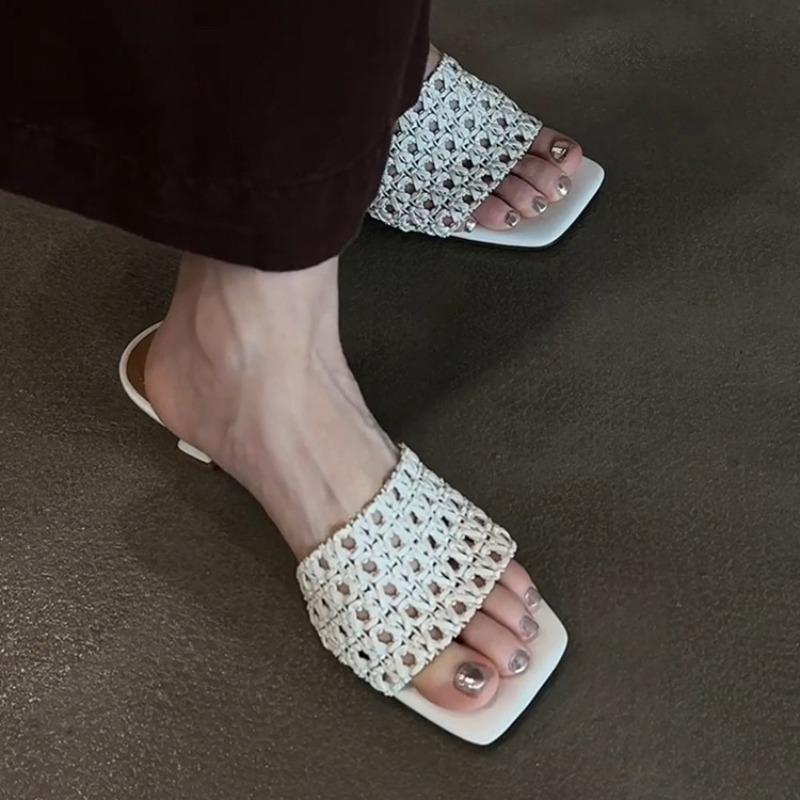 Elegant Women Slippers Summer Shoes Square Toe Heeled Sandals Designer 2025 New Woman Dress Party Brand Pumps Sandalias