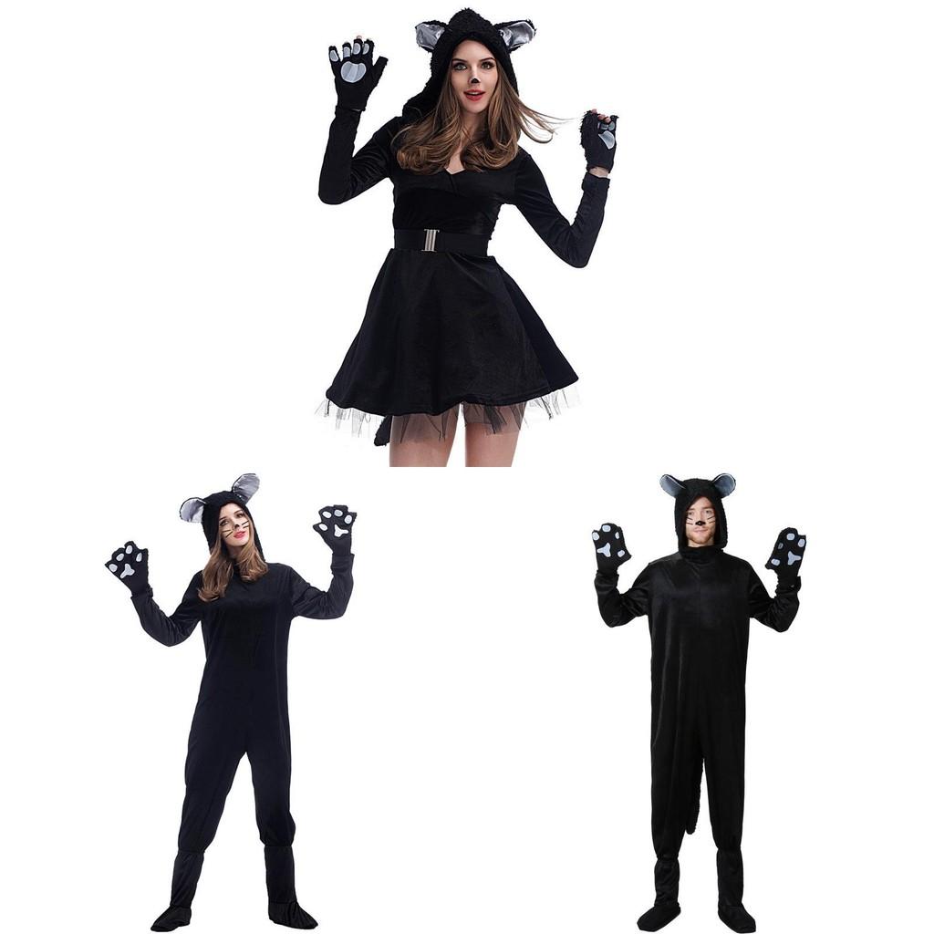 Game Themed Black Cat Costume For Adults With Polyester Fabric For Halloween Party Dress Up