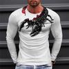 Men Long Sleeve Crewneck Print Fierce Animal Pattern Y2K Fashion Men's Shirt Long Sleeve Street Retro Style Men's Wear