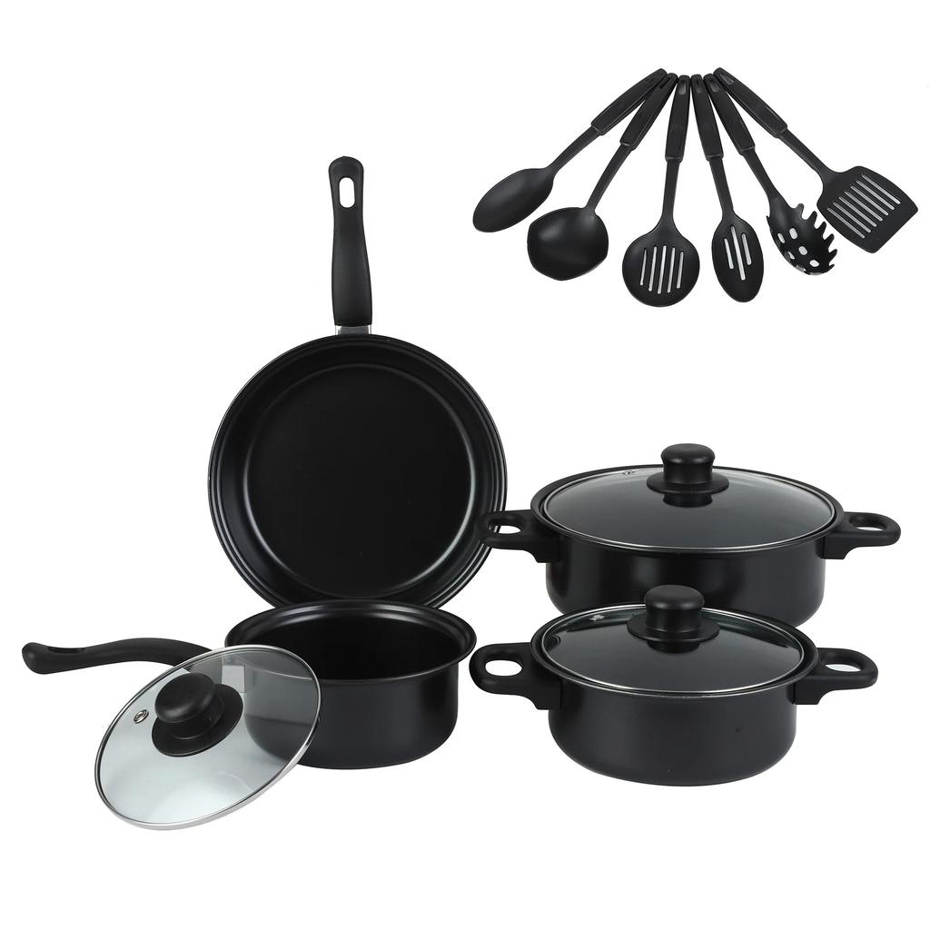 13pcs Nonstick Cookware Set with Frying Pan+Saucepan+Casserole - Induction & Gas Safe Colorful Kitchen Pots for Home Cooking