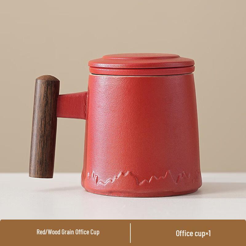 Yipan Wood Language Ceramic Office Mug Gift Set