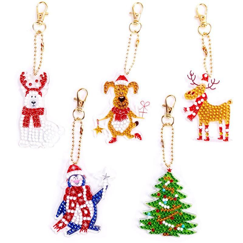 New Diy Diamond Painting Keychain Handmade Acrylic Pendant Jewelry Christmas Single-Sided Diamond Decoration Diamond Painting