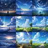 62PCS Stickers Aesthetic Landscape Stickers, Anime  Themed Merchandise, Planner Accessories Mobile Phone Case Decals, and Desktop Decorative Stickers.