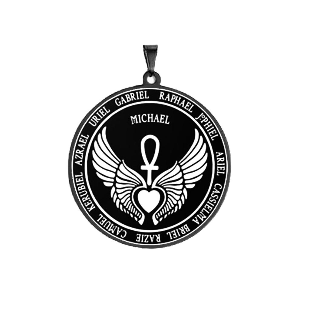Archangel Day 12 Guardian Angel Medal Wings Ankh Life Power Magic Talisman Pendant Necklace